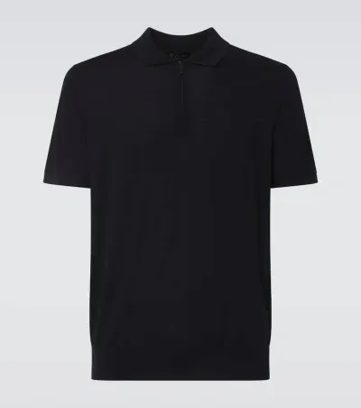 Loro Piana Wool Zip-up Polo Shirt In Black