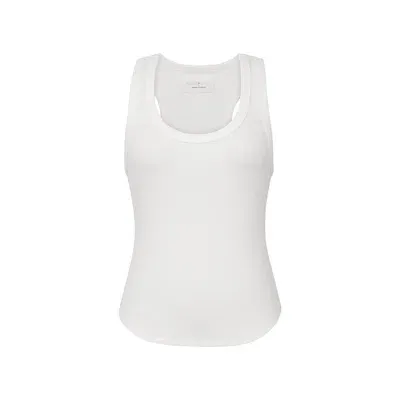 Losano Women's Serene Rib Tank - Snow White