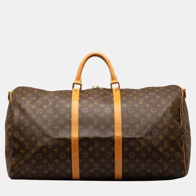 Pre-owned Louis Vuitton Brown Monogram Keepall 60