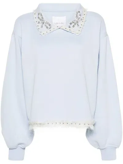 Loulou Oversized-collar Cotton Sweatshirt In Blue