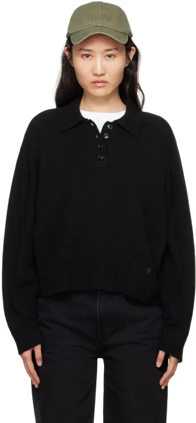 Loulou Studio Homere Cashmere Polo Sweater In Black