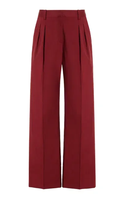 Loulou Studio High-rise Wool Wide-leg Pants In Burgundy