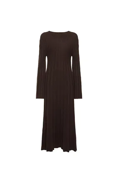 Loulou Studio Irma Ribbed Knit Wool Midi Dress In Brown