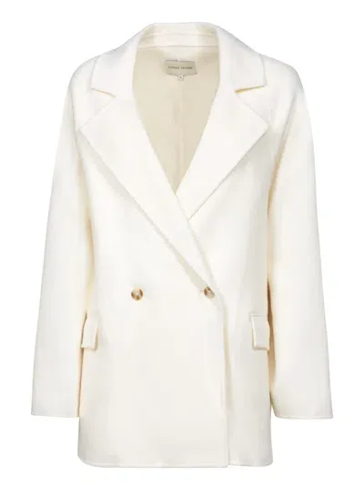 Loulou Studio Ivory Short Wool-cashmere Coat In Neutral