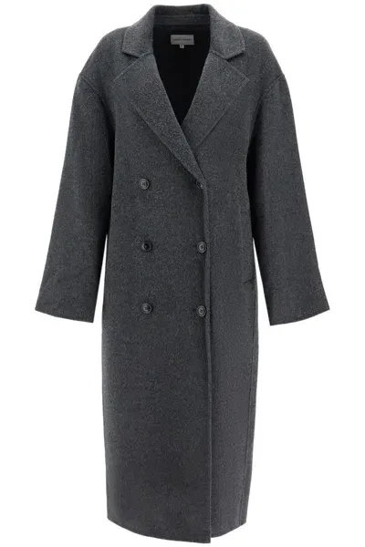 Loulou Studio Long Wool And Cashmere Coat Borne In Gray