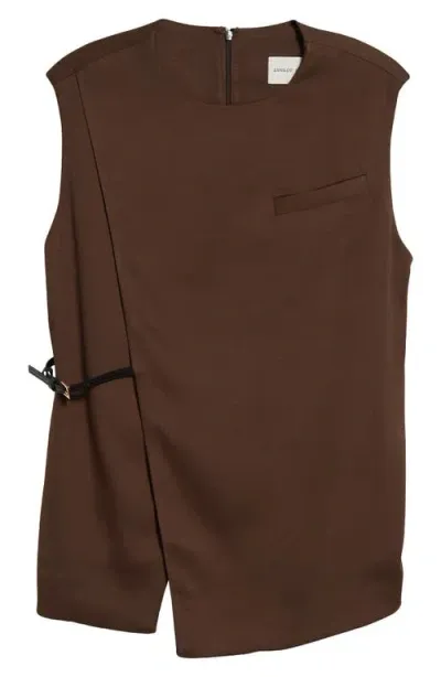 Loulou Studio Sambac Sleeveless Viscose & Wool Top In Brown