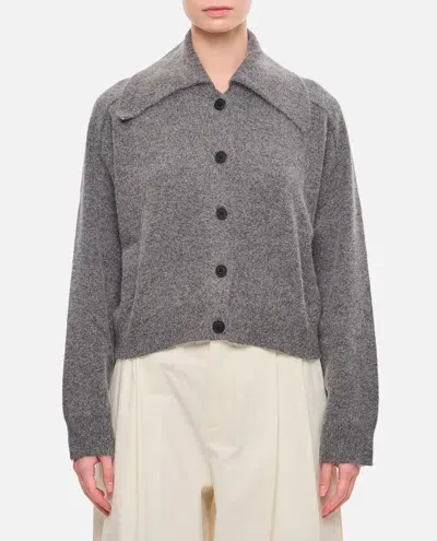 Loulou Studio Sao Collar Wool Cardigan In Gray