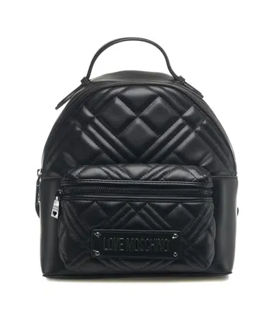 Love Moschino Quilted Leather Backpack In Black