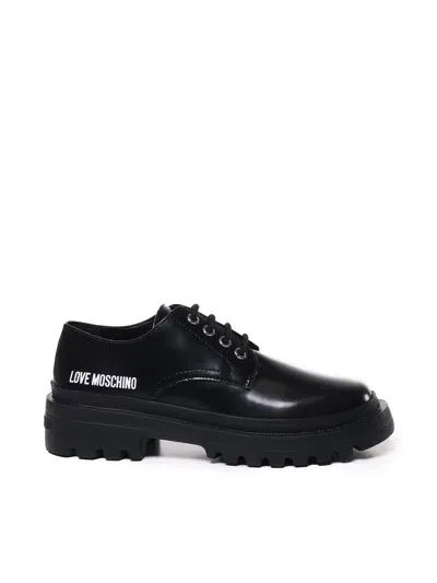 Love Moschino Calfskin Lace-ups In Black