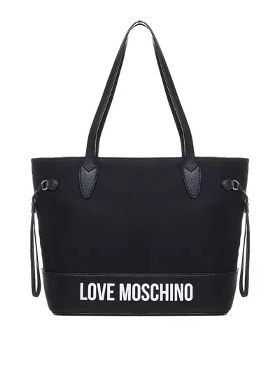 Love Moschino Canvas Tote Bag In Black