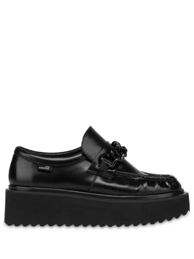 Love Moschino Chain Link-detail Flatform Loafers In Black