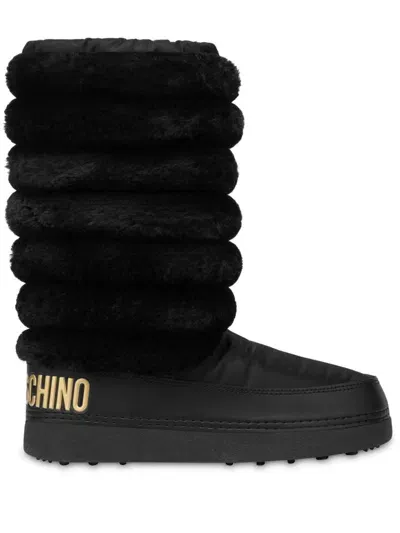 Love Moschino Chunky Faux-fur Boots In Black