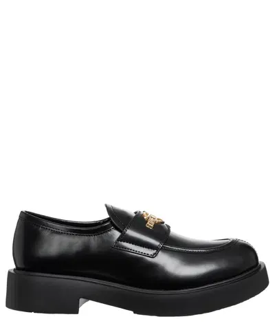 Love Moschino Leather City Loafers In Black