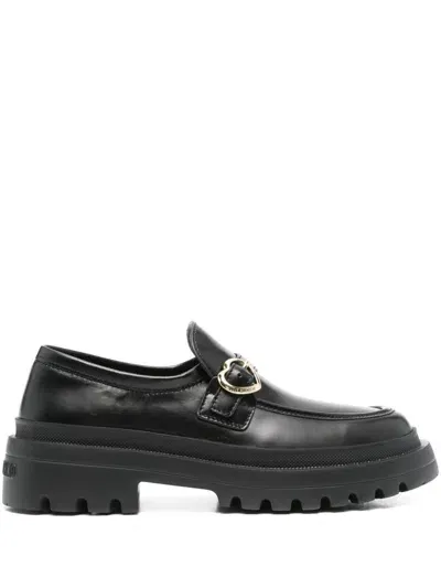 Love Moschino Decorative Buckle-detail Loafers In Black