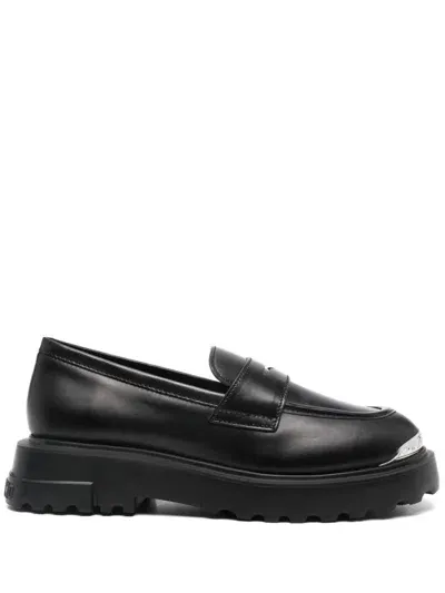 Love Moschino Embossed-logo Loafers In Black