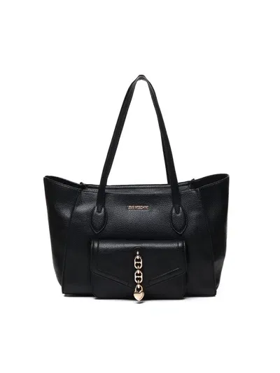 Love Moschino Hammered Leather Shopping Bag In Black