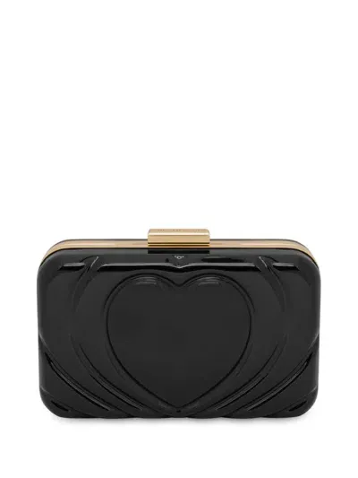 Love Moschino Heart-embossed Clutch Bag In Black