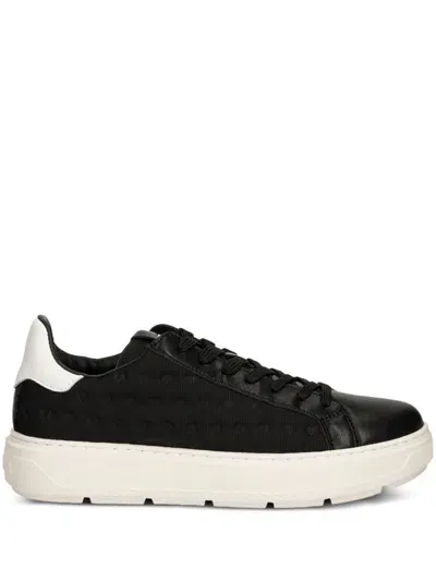 Love Moschino Lace Up Leather Trainers In Black