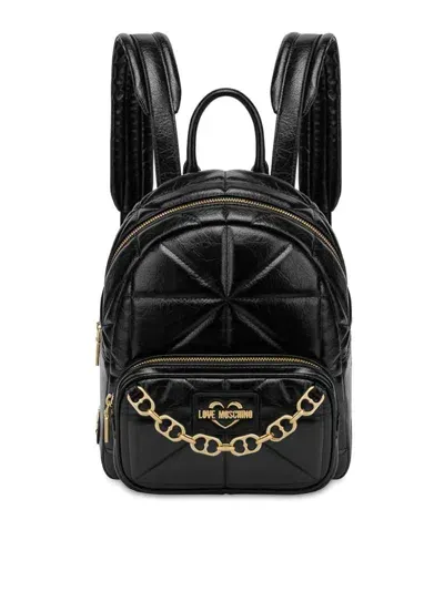 Love Moschino Quilted Faux-leather Bakcpack In Black