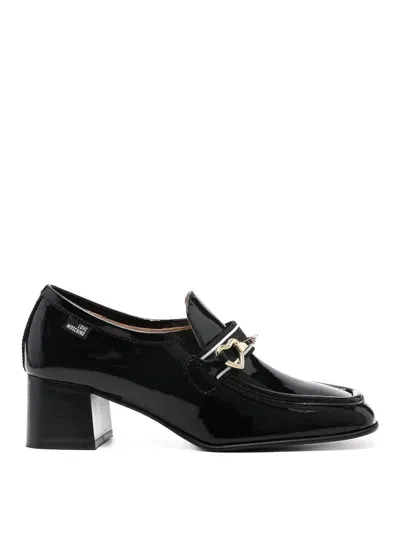 Love Moschino 48mm Heart-charm Loafers In Black