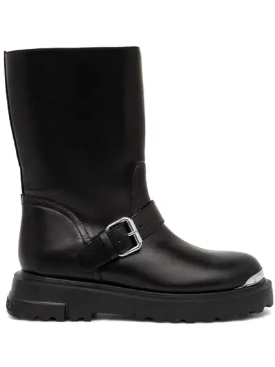 Love Moschino Logo-engraved Boots In Black