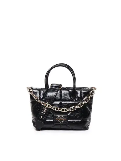 Love Moschino Logo-lettering Chain Linked Crossbody Bag In Black