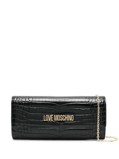 Love Moschino Logo-lettering Clutch Bag In Black