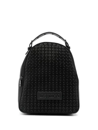 Love Moschino Logo-patch Backpack In Black