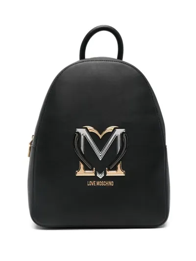 Love Moschino Logo-plaque Backpack In Black