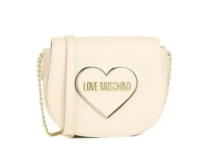 Love Moschino Logo Plaque Foldover Shoulder Bag In Gold