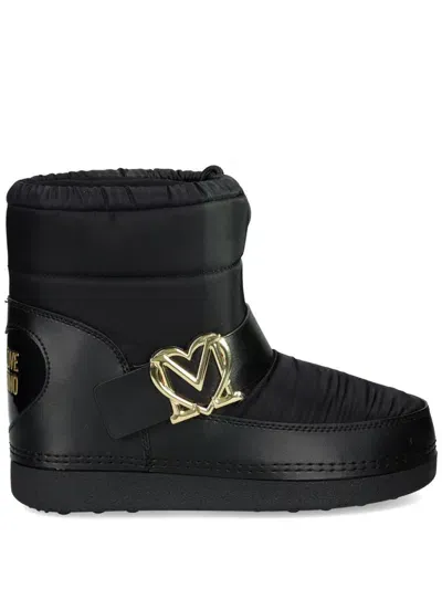 Love Moschino Logo-plaque Padded Boots In Black