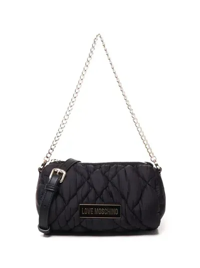 Love Moschino Logo Plaque Quilted Tote Bag In Black