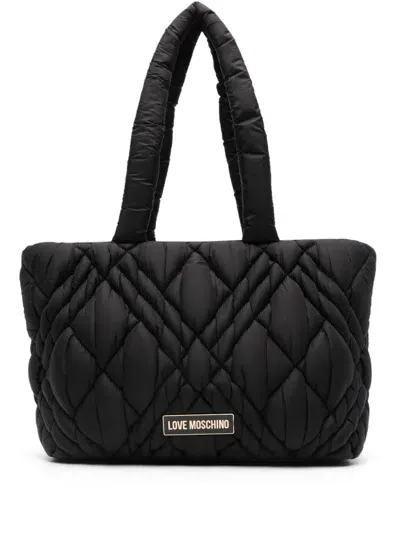 Love Moschino Logo-plaque Tote Bag In Black