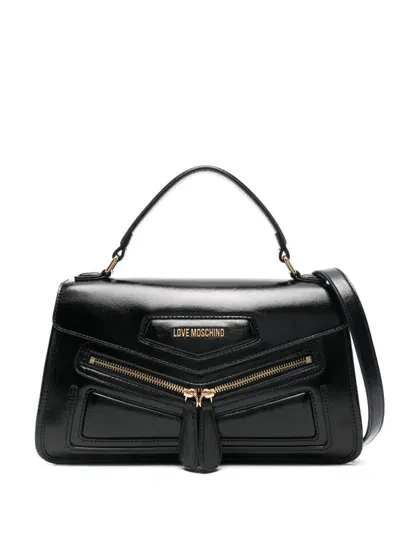 Love Moschino Logo-plaque Tote Bag In Black