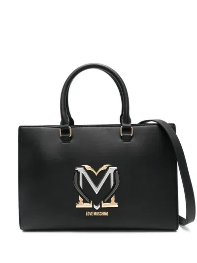 Love Moschino Logo-plaque Tote Bag In Black