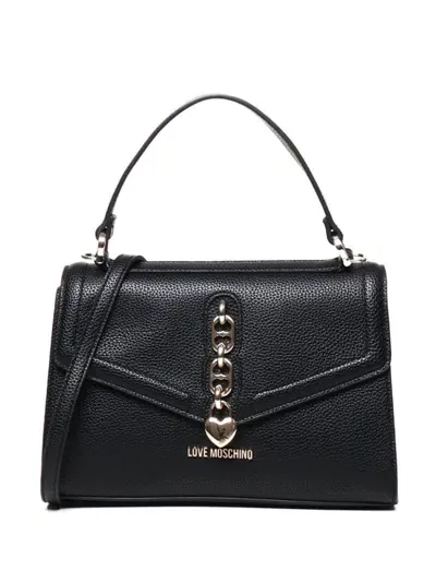 Love Moschino Medium Leather Tote Bag In Black