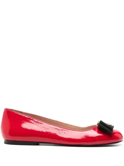 Love Moschino Patent-leather Ballet Flats In Red