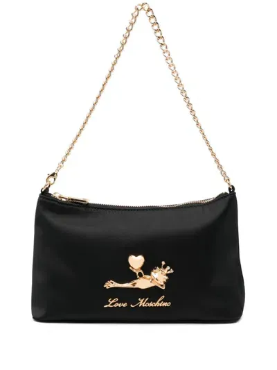 Love Moschino Plaque-detail Tote Bag In Black