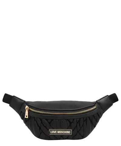 Love Moschino Logo-plaque Padded Belt Bag In Black