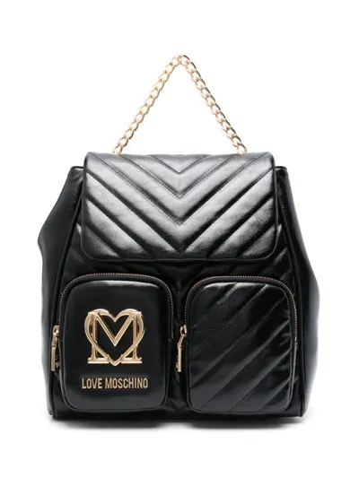 Love Moschino Quilted Backpack In Black