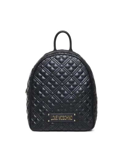 Love Moschino Logo Lettering Quilted Backpack In Black