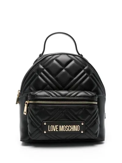 Love Moschino Quilted Leather Backpack In Black