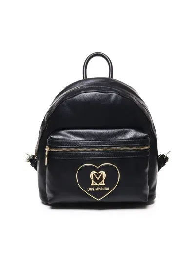 Love Moschino Round Backpack In Smooth Leather In Black