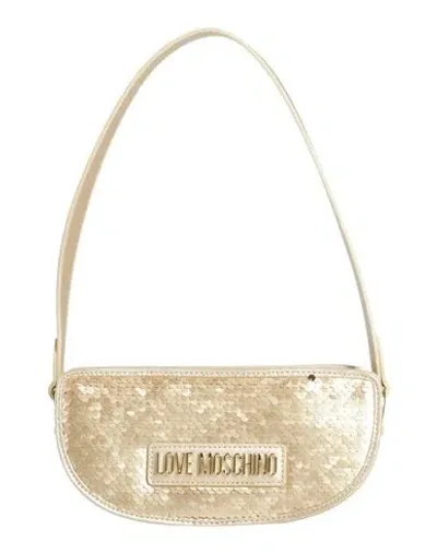 Love Moschino Sequined Metallic Faux Textured-leather Shoulder Bag In Gold