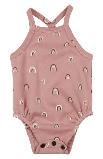 L'ovedbaby Babies' Crisscross Organic Cotton Bodysuit In Mauve Rainbow