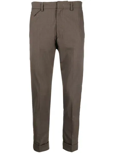 Low Brand Cropped Tapered Trousers In Brown