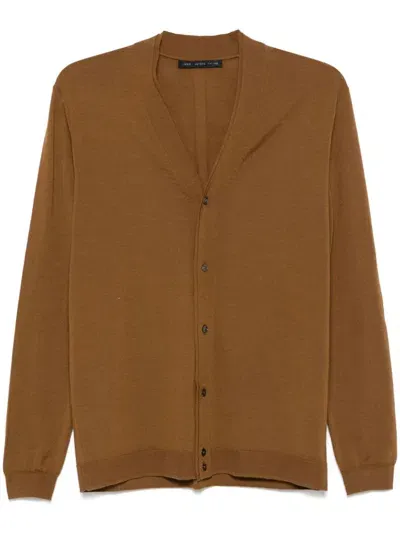 Low Brand Merino Wool Cardigan In Brown