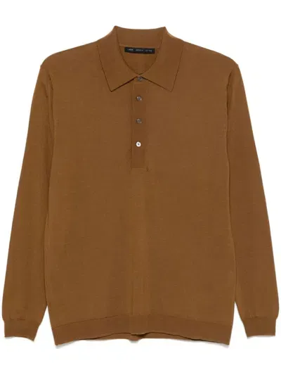 Low Brand Merino Wool Polo Shirt In Brown