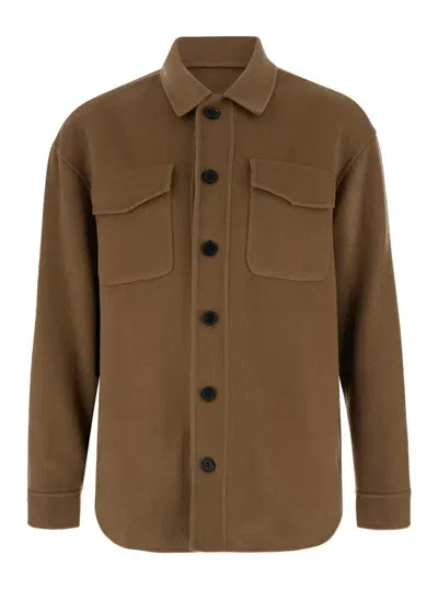 Low Brand Shirt Double Wool In Brown