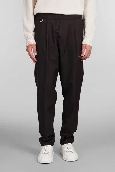 Low Brand Tokyo Zip Pants In Brown Wool